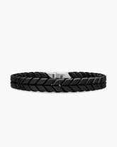Chevron Woven Bracelet in Black Titanium and Black Nylon, 9mm